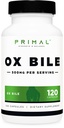 Primal Ox Bile (120 cápsulas, 500 MG por servicio) - Gluten-Free, Non-GMO, Third-Party Tested