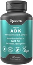 Naturalis Vegan Vitamina ADK con 50mg Tocotrienol y CoQ-10 Silencio Nano-Emulsified in EVOO for Better Absoprtion ← Non-GMO, Soy Free and Vegan Society Certified tención 180 Veggie Softgels (Carrageenan Free)