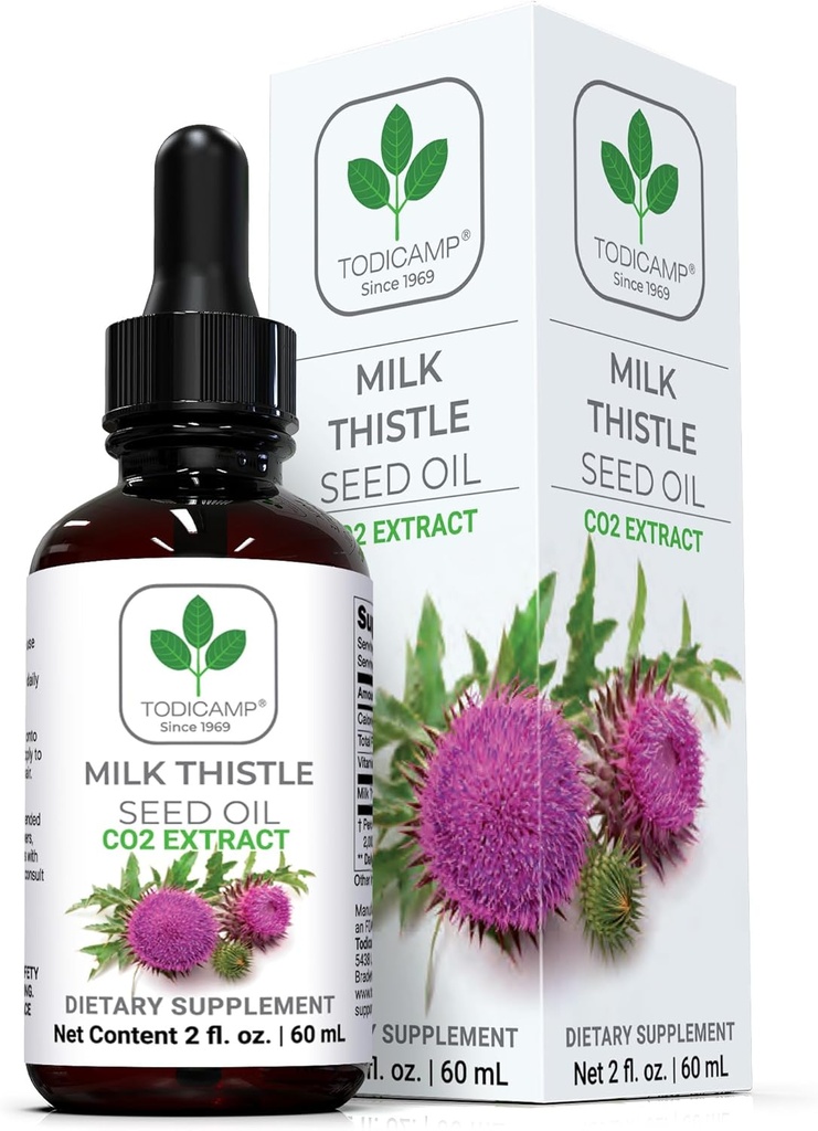 Aceite de semilla de leche Extracto 2 fl oz - CO2 Extracto de carburante líquido - Rico en Silymarin, VIT E, Zinc, Omegas, Tocopherols - Sabor dulce y agradable