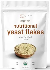Orgánica No Fortificadas Flakes Nutricionales, 2 Libras (32oz) viv Rich in Vegan Protein, B Vitaminas " Beta-glucans ← Keto Friendly, Dairy Free Cheese Substitute, Non-GMO, Gluten Free