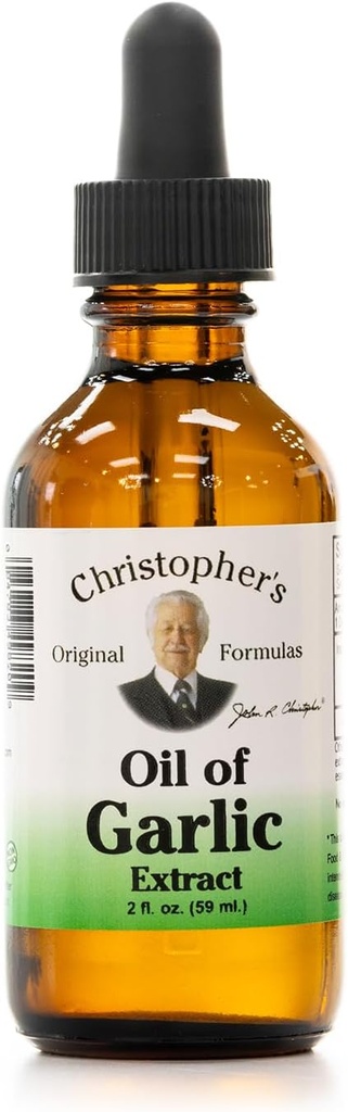 Christopher's Original Formulas Oil of Garlic Extract 2 Ounces - Pack of 1 - Premium Herbal Supplement - Cold-Presed & Pure Liquid Aceite de Ajo Silencioso Uso