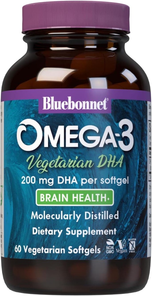 BlueBonnet Natural Omega-3 Vegetariano DHA Vegetarian Softgels, 200 mg, 60 Cuenta ('743715009097)