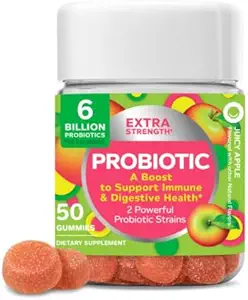 Fits OLLY Extra Strength Probiotic Gummy, 6 Billion CFUs, 2 Strains, Suplemento, Apple, 50 Conde