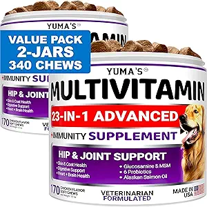 2-Pack Dog Multivitamin Agrietado con Glucosamina - Vitaminas y Suplementos para perros - Senior &amp; Puppy Multivitamin for Dogs - Hip & Joint Support - Immune Health, Skin, Heart, Digestion, Probiotics