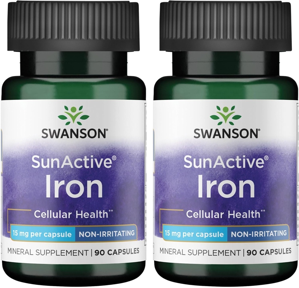 Swanson Sunactive Iron 15 Milligrams 90 cápsulas (2 Pack)