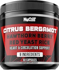 Citrus Bergamot con arroz de levadura roja, corazón " Función circulatoria Soporte como mora negra, hawthorn " Más - Sistema inmunitario, salud cardíaca " Mood cómodo - 60 cápsulas