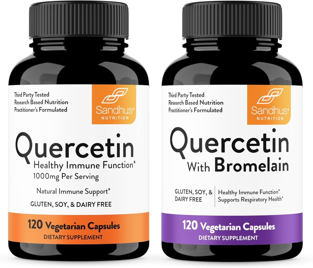 Sandhu's Quercetin 1000mg " Quercetin with Bromelain 1000mg Por Serving Bioflavonoids Suplemento Complejo vidas soporta Salud Inmune para Hombres "