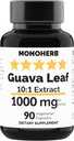 MONOHERB Guava Leaf 10x Extracto 1000 mg - 90 cápsulas - Igual a 10.000 mg