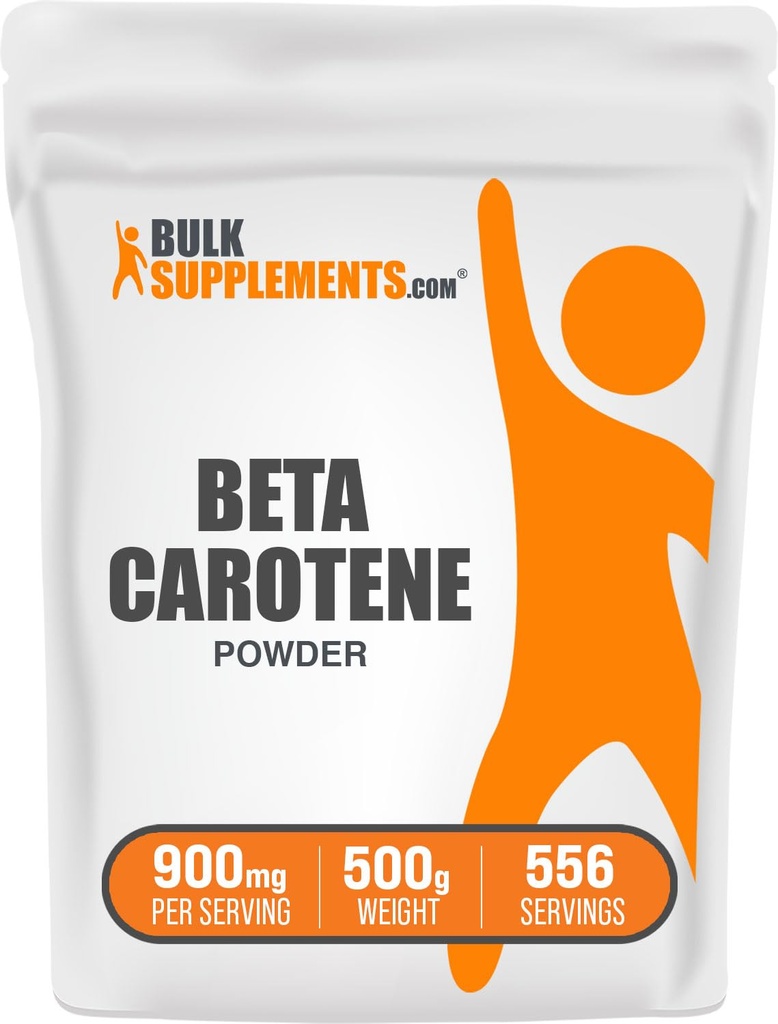 BulkSupplements.com Beta Carotene Powder - Beta Carotene Suplemento, Vitamina A Suplemento para Immune y Vision Support - Gluten Free, 900mg por Serving, 500g (1.1 lbs) (Pack of 1)