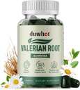 Valerian Root Gummy, Orgánica Valerian Root para el alivio del estrés del sueño, mejorado con flores de manzanilla para adultos, Niños bienvenidos, Apple Flavor, 60 condes