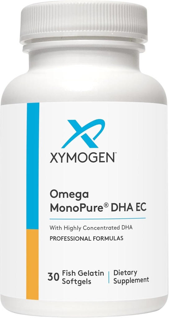 XYMOGEN Omega MonoPure DHA EC - Altamente concentrado DHA Fish Oil - Omega-3 Suplemento para Cardiovascular, Immune + Cognitive Support (30 Softgels)