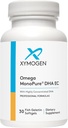 XYMOGEN Omega MonoPure DHA EC - Altamente concentrado DHA Fish Oil - Omega-3 Suplemento para Cardiovascular, Immune + Cognitive Support (30 Softgels)