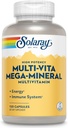 SOLARAY Multi-Vita Mega-Mineral Multivitamina para Mujeres y Hombres con Vitamina D, Vitamina C, Magnesio, Zinc y Más - Energía y Sistema Inmunitario Soporte - Garantía de 60 días - 30 Serviciones, 120 cápsulas