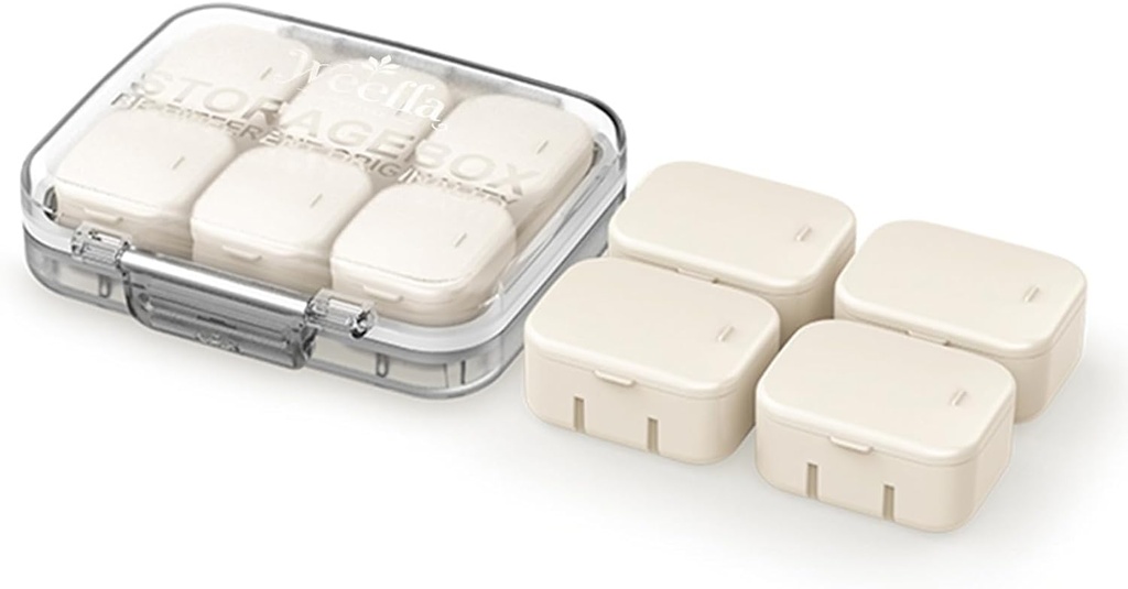 Organizador de Píldora de Viajes Ultra Small para Purse, 10 pequeñas cajas internas desmontables, sujetador de caso de vitamina Airtight con pegatinas de color, compacta &amp; portable Cute Medicine Container for Supplement (AP)