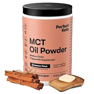 Perfect Keto 7g MCT Oil Powder, Medium Chain Triglycerides Suplemento, Non Dairy Coffee Creamer para Keto Diet, Ketogenic MCT Oil Mix for Coffee, Smoothie, Protein Shakes, Cinnamon Toast, 30 Servings