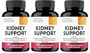 Sandhu's Kidney Cleanse Detox &amp; Repair Support Suplemento para Hombres y Mujeres que viven con Cranberry Extract Silencio ayuda a apoyar Kidney & Urinary Tract Health ← 60 Vegetarian Capsules (Pack of 3)