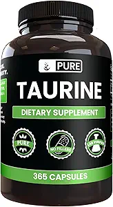 Ingredientes originales puros Taurine (365 capsules) No hay magnesio ni rifles de arroz, siempre puros, lab verificados