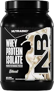 NutraBio 100% Whey Protein Isolate Protein Powder, 25g Protein with Complete Amino Acid Profile, Non-GMO, Soy & Gluten Free, Low Carb, Low Calorie Whey Protein Powder, Raw Unflavored, 2 Lbs