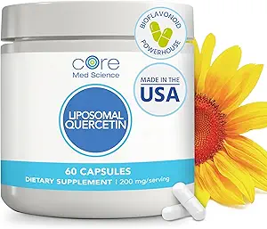 Core Med Science Liposomal Quercetin, 200mg (60 cápsulas) - Quercetin Supplement Supports Vitamin C and Zinc Absorption - Promotes Immune System &amp; Heart Health, Gluten-Free &amp; Dairy-Free