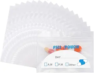 100 bolsas de bolsa de llenado de envases - (4" X 2.75") La espesor es de 6 Mil, Píldoras portátiles de plástico bolsa de retención de vitaminas, suplementos, medicamentos y almacenamiento de vitaminas