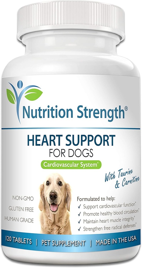 Soporte cardíaco para perros con Taurine & Carnitine, promover la circulación sanguínea, soportar la función cardiovascular, integridad del músculo cardíaco " defensas radicas libres, 120 tabletas abatibles