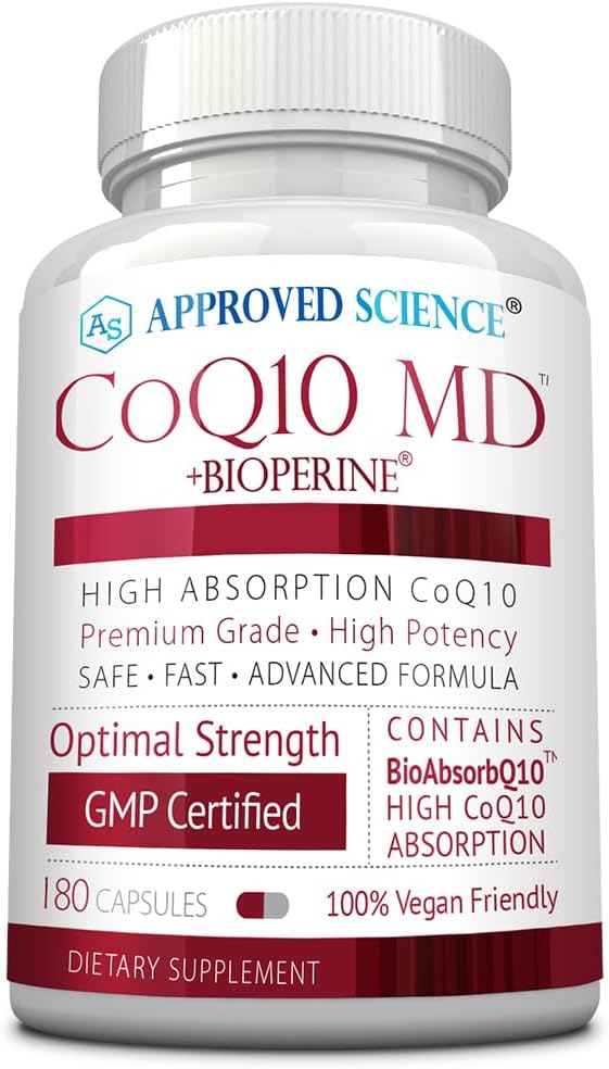 Aprobado Science® CoQ10 MD - Extra Strength 300mg CoQ10 puro con Bioperine® para la absorción más rápida - Soporte óptimo - 3 meses de suministro