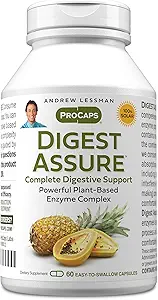 ANDREW LESSMAN Digest Assure 60 Capsules - Integral Blend of Powerful Natural Enzymes to Support and Enhance Digestive Health, Vegetarian-Sourced Enzymes, Small Easy to Swallow Capsules