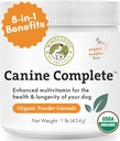 Orgánicas Wholistic Pet Orgánicas Canine Completa - Pólvora Multivitamínica Perro - 1 Lb - Vitaminas y Suplementos diarios para alimentos caseros - Sistema de inmune, Esquía, Carne &amp; Salud general - Pequeña y Gran Gancho