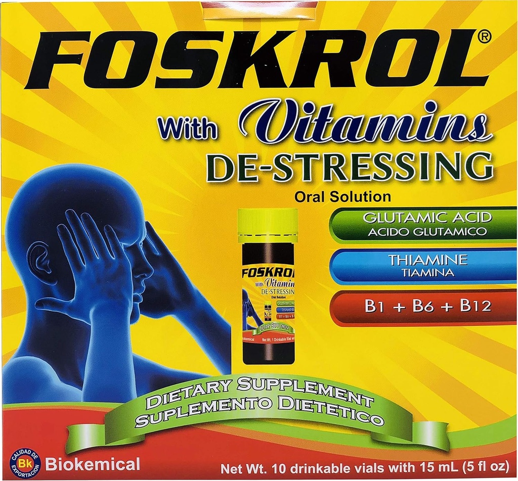 with Vitamins DeStressing - 10 Count Vials - B Vitamins and Glutamic Acid - Biokemical (10 Vials - Destressing)