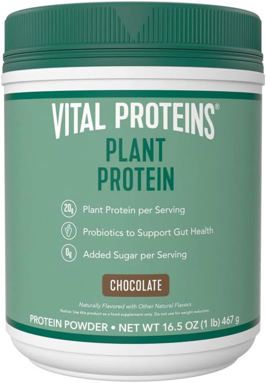 Polvo Proteínas Vital Proteína Proteína – Proteína de 20g con base vegetal con Chickpea – Probiótico de 1B CFU para la Salud Gut, No Añadido Azúcar – Chocolate, 16,5 oz