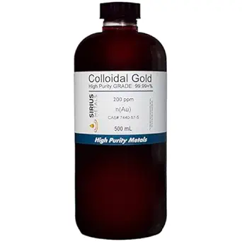 True Colloidal Gold – 200 ppm - 99.99+% Purity - 500 mL (16.9 Fl Oz) en Clear BPA-Free Plastic Bottle - Made in USA