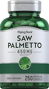 Piping Rock Saw Palmetto for Men and Women | 450 mg | 250 Capsules | Herb Extract Supplement | Serenoa Repens | Non-GMO, Gluten Free