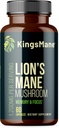 KingsManeTM Organic Lion's Mane Mushroom Suplemento, Memoria, Focus, " Clarity Brain Support, 1200 mg, 60 cápsulas