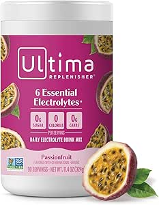 Ultima Replenisher Daily Electrolyte Powder Drink Mix – Sugar Free – Passionfruit, 90 Servings – Hydration Powder with 6 Key Electrolytes and Trace Minerals – Keto Friendly, Non-GMO