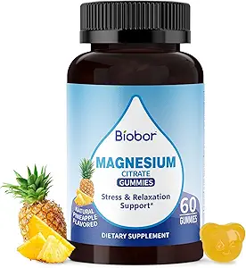 Potasio Magnesio Gummies, Citrato de Magnesio &amp; Suplementos de Citrato de Potasio con Vitamina D3, B6 para Equilibrio de Electrolitos, Muscle, Leg Cramps, GMO Gratuito (Pineapple,60 Conde)
