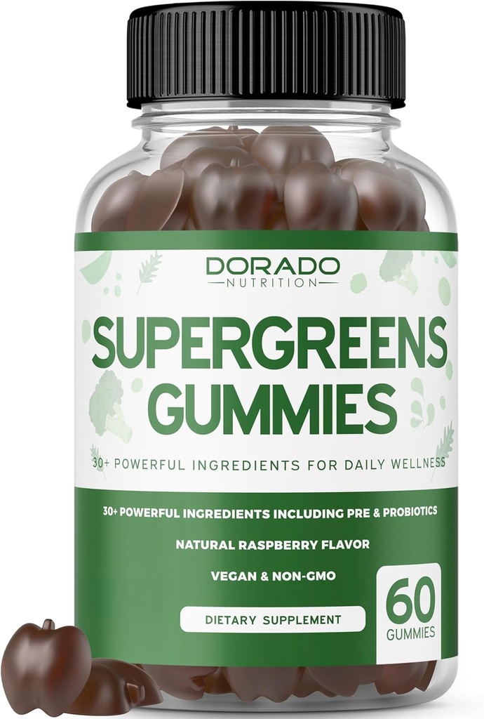 Supergreens Gummies (60 Conde) Daily Greens Gummies - Greens Suplementos con 8 Ingredient Power Blend - Superfood for Immunity Support for Adults - Third Party Tested, Vegan &amp; USA Made