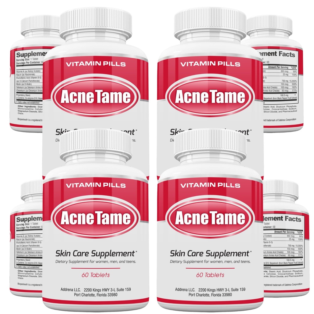 Píldoras de acné Suplemento- Vitaminas de piel clara Píldora para el tratamiento de la piel oleaginosa, Blemishes hormonales, Anti Spots &amp; Cystic Acnes Suplementos para mujeres, hombres, adolescentes &amp; adultos- 240 Tabletas orales