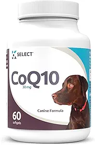 K9 Select CoQ10 Supplement for Dogs, 30mg - 60 Soft Gels per Bottle - Pet Supplement, Nutritional Softgels for Canine Heart Health, Cardiovascular & Gum Health, Energy
