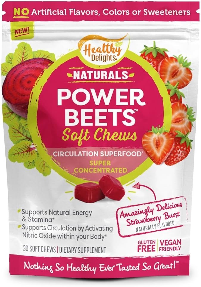Saludables Deleites Naturales Hojas de alimentación Soft Chews, Delicious Strawberry Burst, Concentrated Superfood Supplement, Supports Circulation, Natural Energy & Stamina, 30 Count