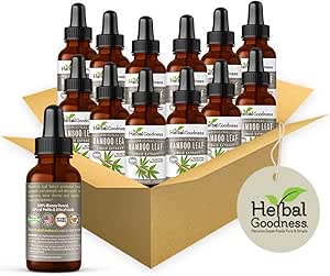 Extracto de bambú para el crecimiento del cabello - 70% Natural Silica - Vegan Collagen Superfood, Fibra dietética para el cabello, piel, uñas &amp; salud conjunta -12(1oz) btls - Herbal Goodness
