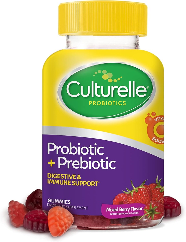 Culturelle Kids Chewable Probiotics for Kids Ages 3+, 30 Conteo diario de Gummies Probióticas para Hombres Mujer, Berry Flavor, 52 Condes