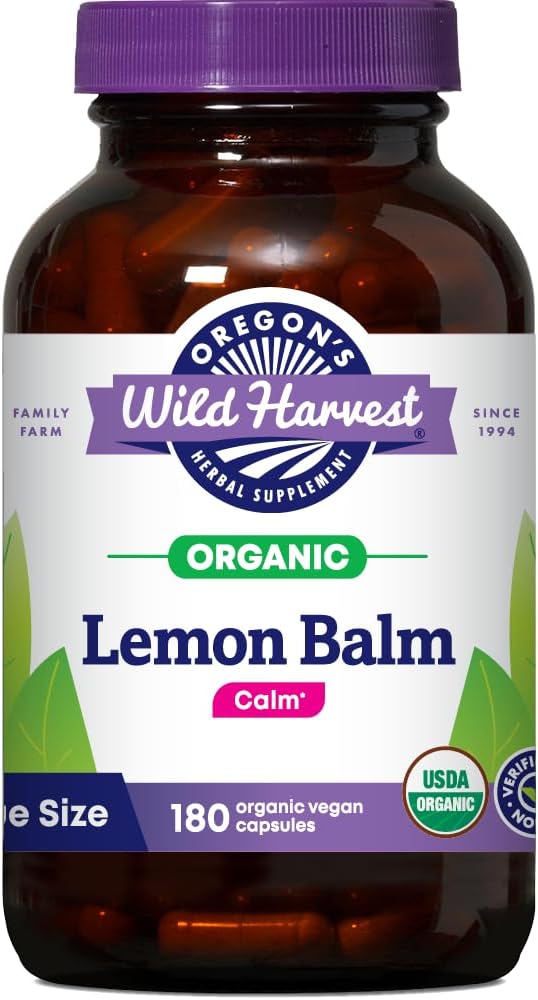 Cosecha Salvaje de Oregon Certificada Orgánica Limón Balm Herbal Suplemento 1125 MGS, 180 Conde