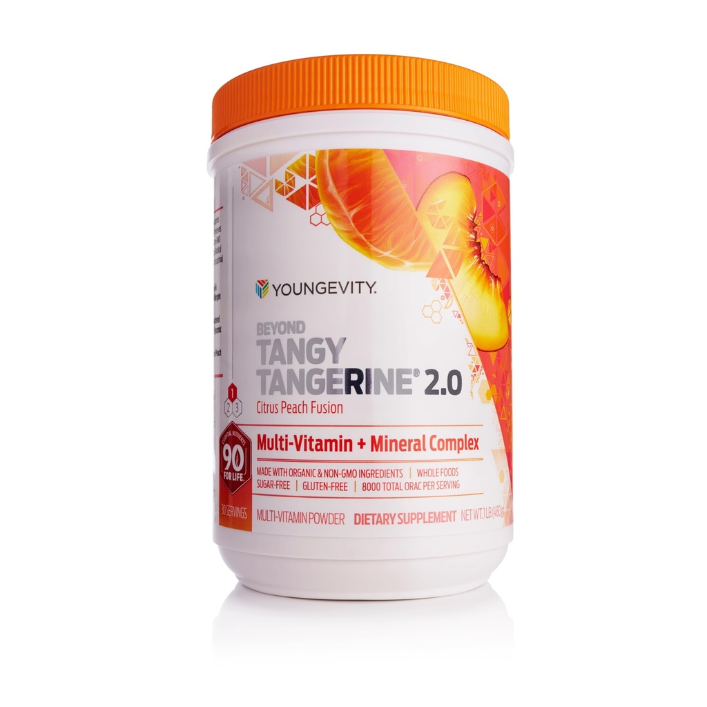 Youngevity Beyond Tangy Tangerine 2.0 Citrus Peach Fusion Multi-Vitamin & Mineral Complex - Hecho con alimentos naturales y completos Ø ORAC