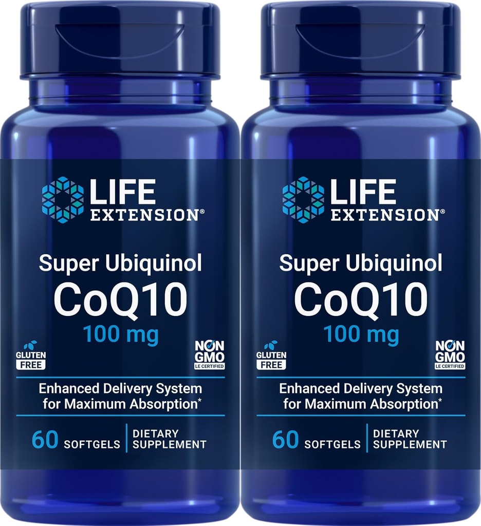 Super Ubiquinol CoQ10 100 mg, 60 softgels (Pack of 2)