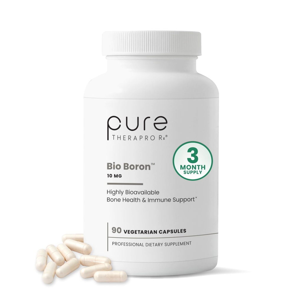 Pure TheraPro Rx Bio Boron 10mg, 3 meses de suministro - Bororganic Glycine Boron for Men &amp; Women - Premium Formula for Bone Health, Joint Flexibility, Cardiovascular Function & Immunity Support