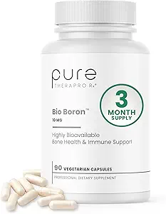 Pure TheraPro Rx Bio Boron 10mg, 3 Months Supply - Bororganic Glycine Boron for Men & Women - Premium Formula for Bone Health, Joint Flexibility, Cardiovascular Function & Immunity Support