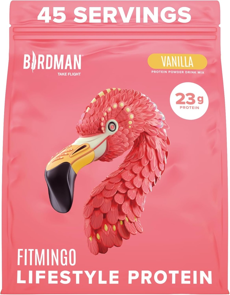 BIRDMAN Fitmingo Vegan Protein Powder con Inositol, Colagen Boosters, Acido Hialurónico y Vitaminas ANTE Bajo Carb, Dairy Free, Baja Calorie Ø 23g Planta Basada Blueberry Protein Polvo con Myo-Inositol