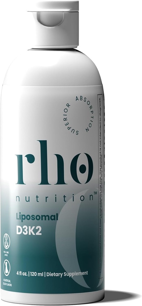 Rho Nutrition Liposomal D3K2 – Ultra High Absorption Vitaminas líquidas D3 y K2 Suplemento – Boosts Immune System & General Health; Supports Strong Bones & Muscles, and a Healthy Heart
