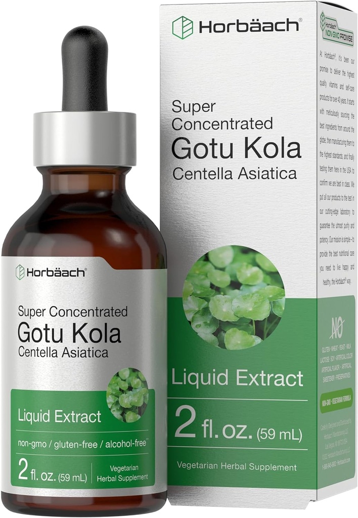 Horbäach Gotu Kola Extract TENIDO 2 fl oz TENIDO Alcohol Free TENIDO SUPLOR HORB Súbito Concentrado TENIDO Vegetariano, No GMO, Gluten Free