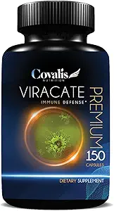 Viracate Immune Defense Suplemento confidencialidad with Monolaurin, Olive Leaf Extract, Cat's Claw, " Lysine  durable Anti-Microbial Properties TEN 150 Capsules